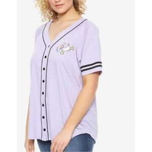 HOT TOPIC Womans‎  Cat + Unicorn BASEBALL TEE JERSEY VERY CUTE Medium